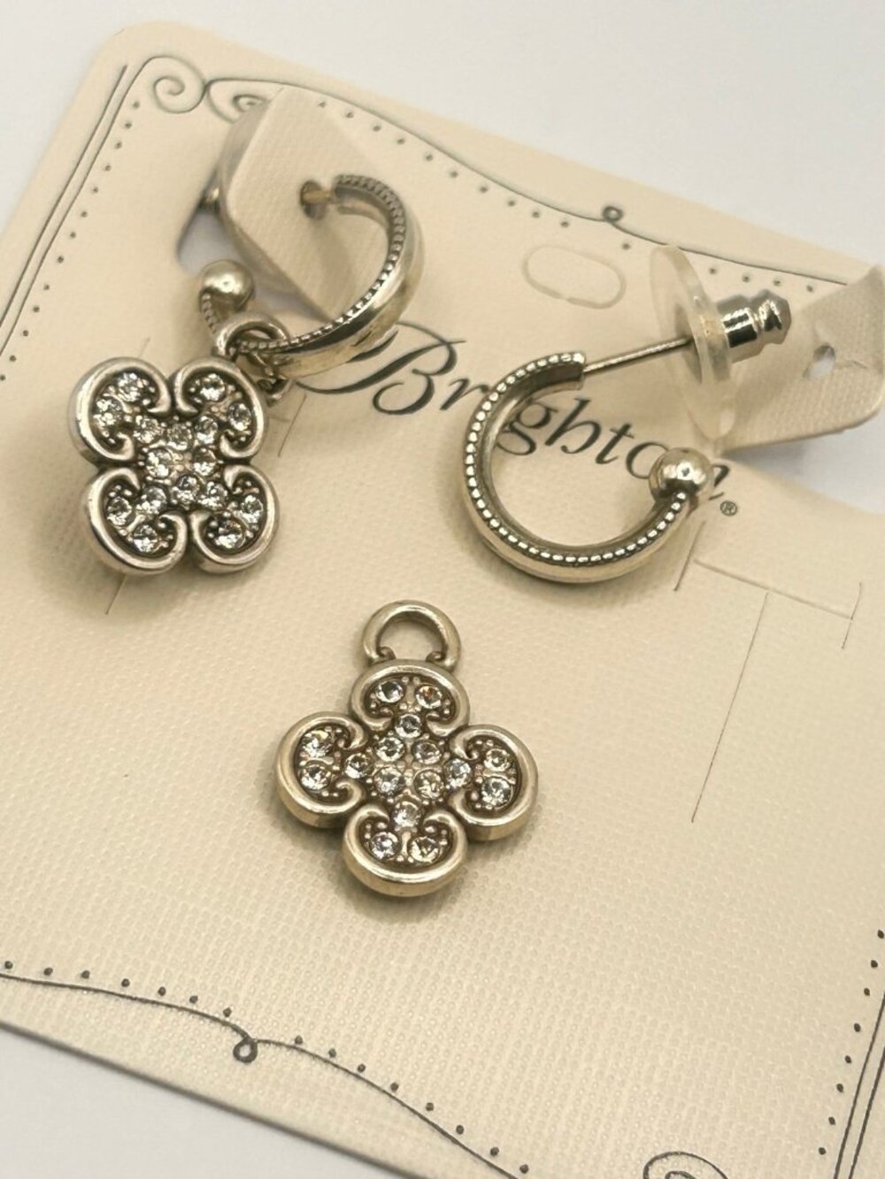 Brighton Clover paved reversible earrings  wear 3 ways  NWoutlet tag
